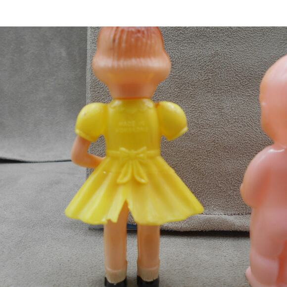 Vintage Celluloid Carnival Prize Toy Doll Lot: Girl in Yellow Dress & 2 Babies - Picture 7 of 9